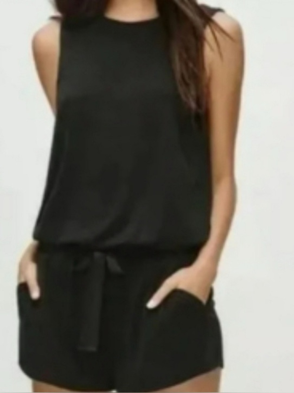Aritzia Wilfred Black Sleeveless Romper with Tie Detail